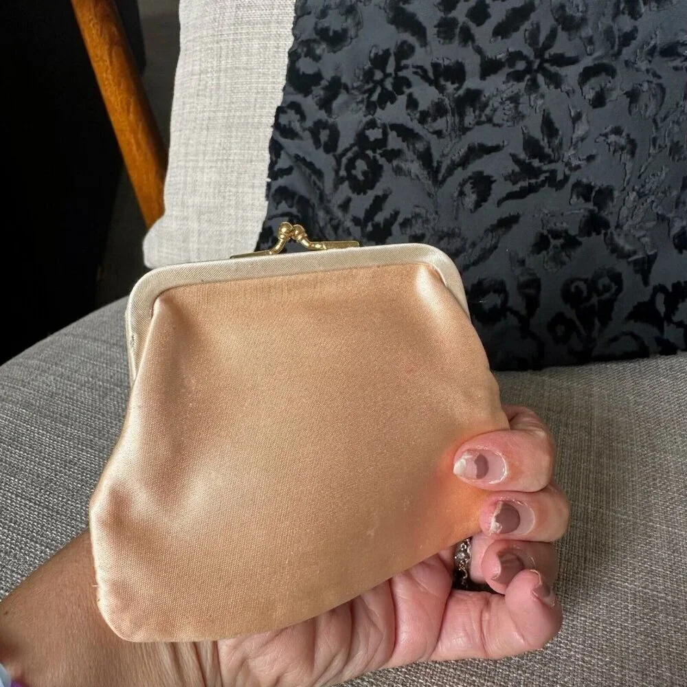 Vintage Coblentz Black Floral Clutch Velvet Burnout Coin Purse‎ Kiss Closure